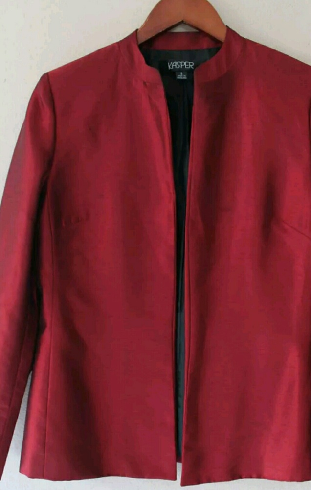 KASPER Metallic Red‎ Open Front Tailored Blazer